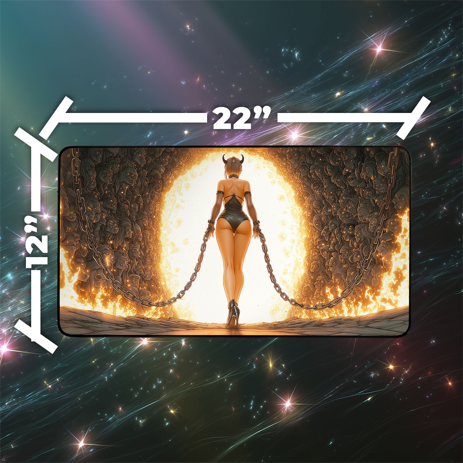 Underworld Breach Playmat | Magic the Gathering Playmat | Fiery Demon Fantasy Playmat  with Zones Option | 24x14 | 22x12 | 32x16 Sizes