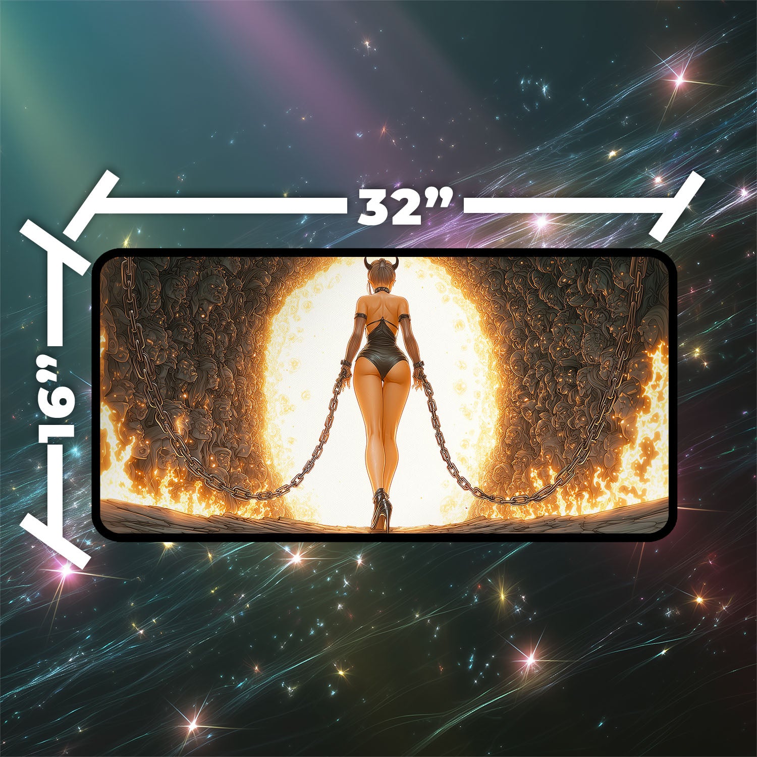 Underworld Breach Playmat | Magic the Gathering Playmat | Fiery Demon Fantasy Playmat  with Zones Option | 24x14 | 22x12 | 32x16 Sizes