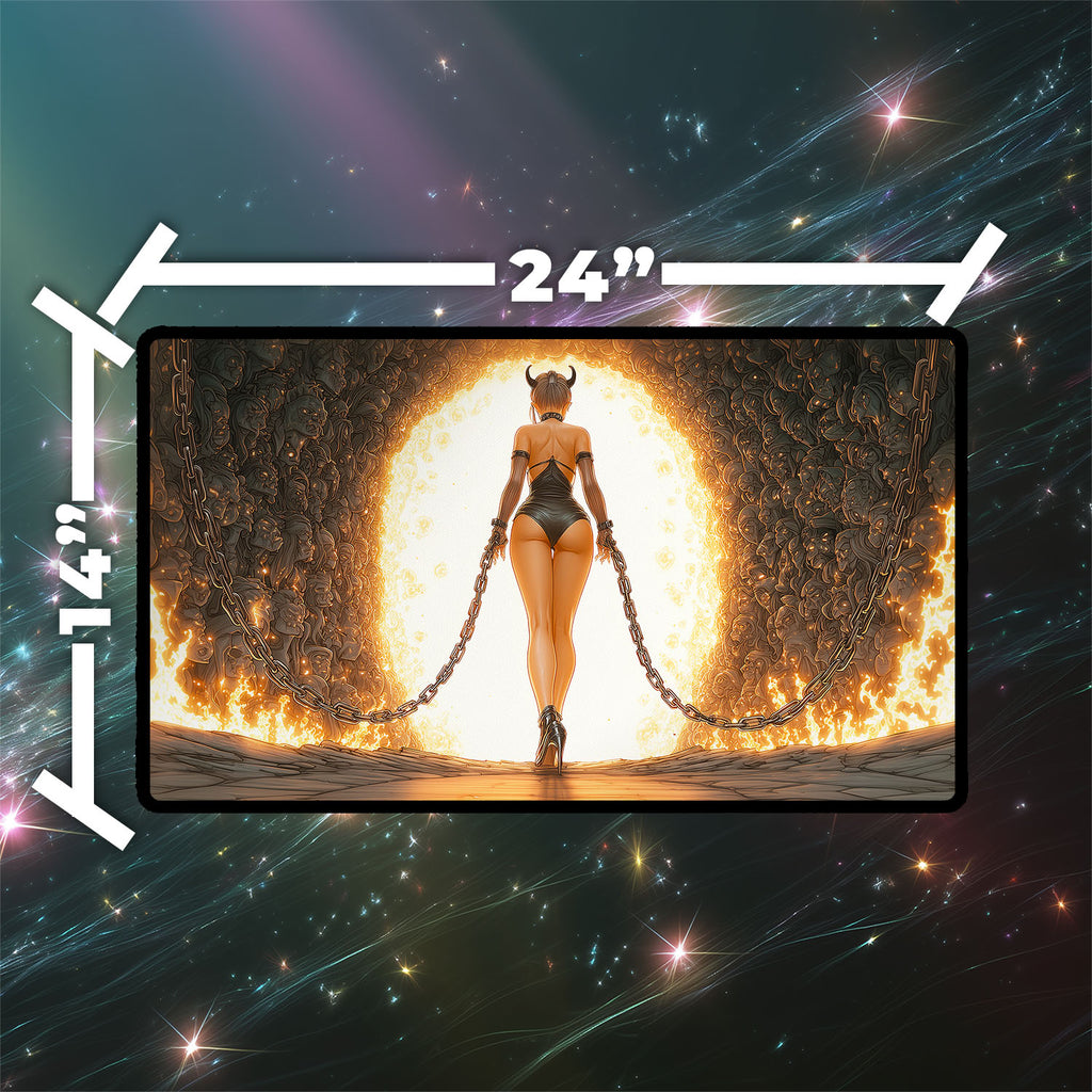 Underworld Breach Playmat | Magic the Gathering Playmat | Fiery Demon Fantasy Playmat  with Zones Option | 24x14 | 22x12 | 32x16 Sizes