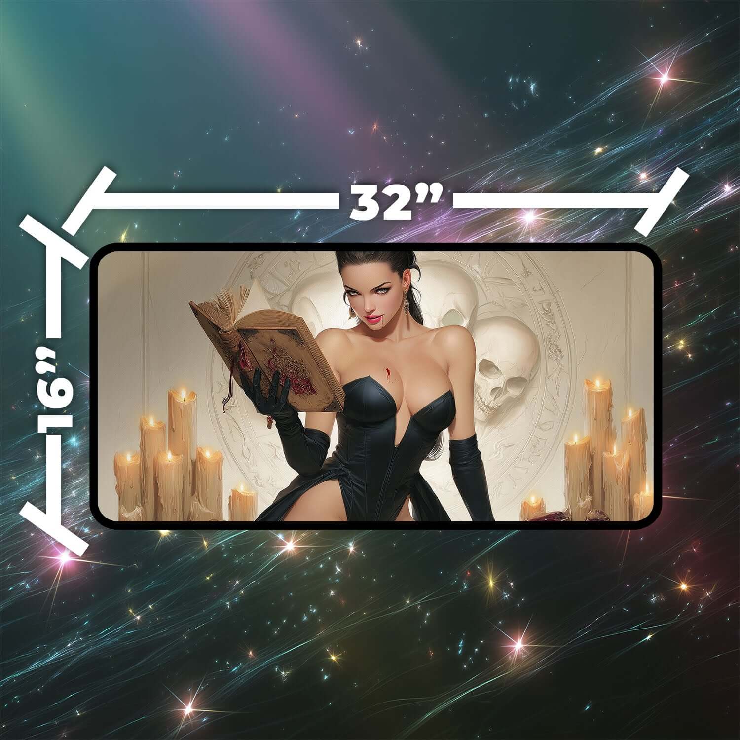 Vampiric Tutor Playmat | Magic the Gathering Playmat | Gothic Vampire Playmat with Zones Option | 24x14 | 22x12 | 32x16 Sizes