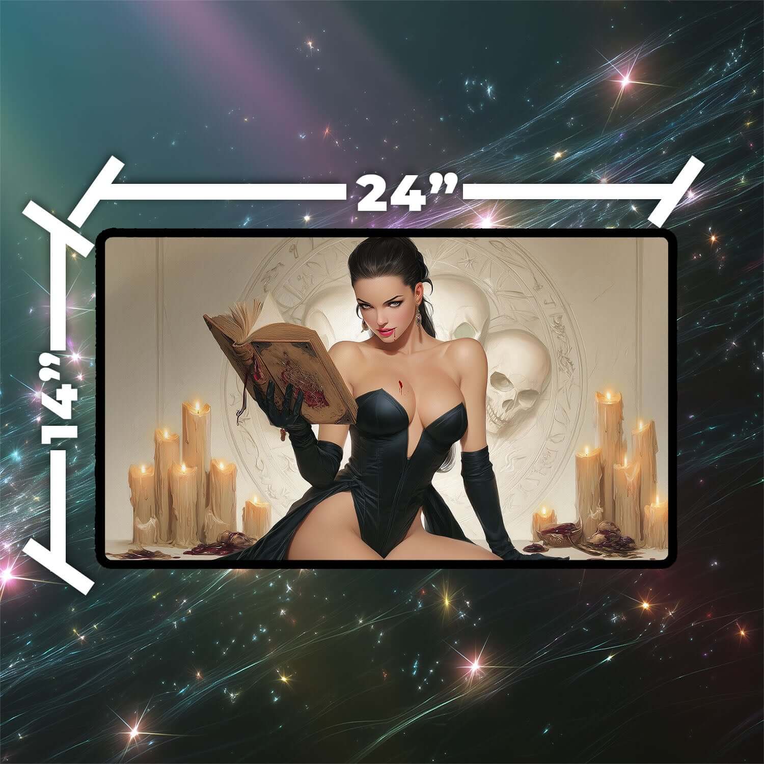 Vampiric Tutor Playmat | Magic the Gathering Playmat | Gothic Vampire Playmat with Zones Option | 24x14 | 22x12 | 32x16 Sizes