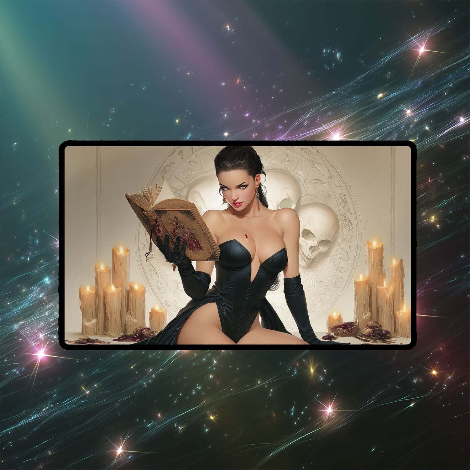 Vampiric Tutor Playmat | Magic the Gathering Playmat | Gothic Vampire Playmat with Zones Option | 24x14 | 22x12 | 32x16 Sizes