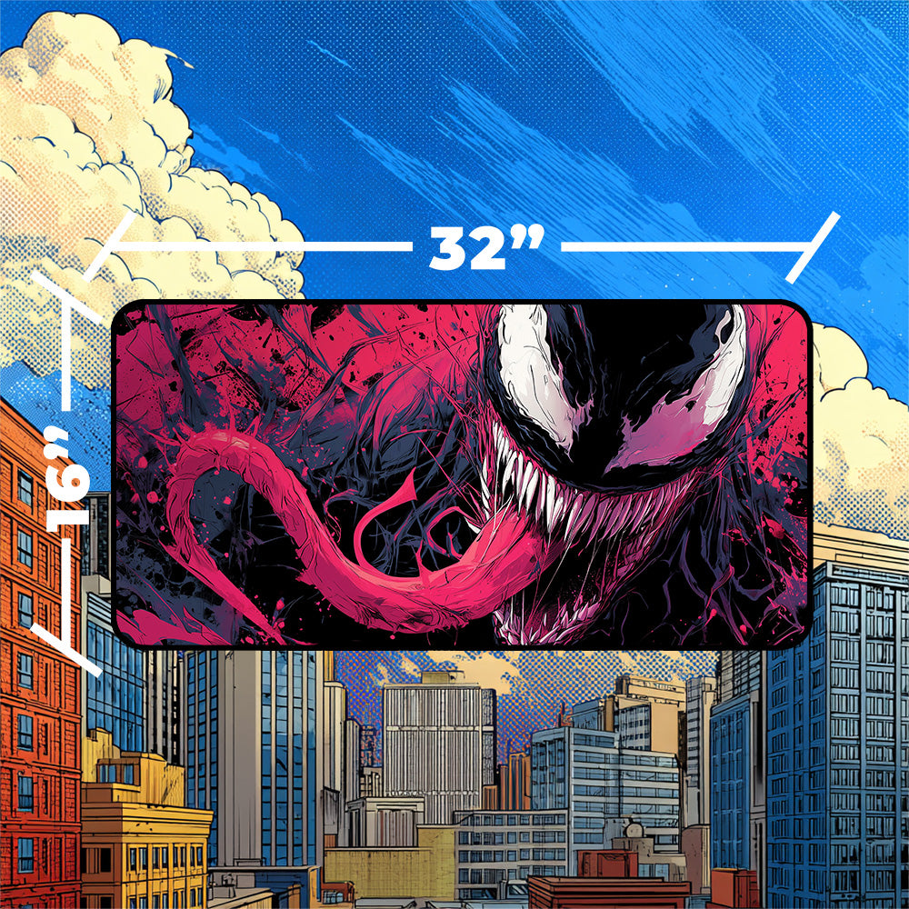 Venom Playmat | Magic the Gathering Playmat | Chaotic Comic Book TCG Mat With Zones Option | 24x14 | 32x16 Sizes