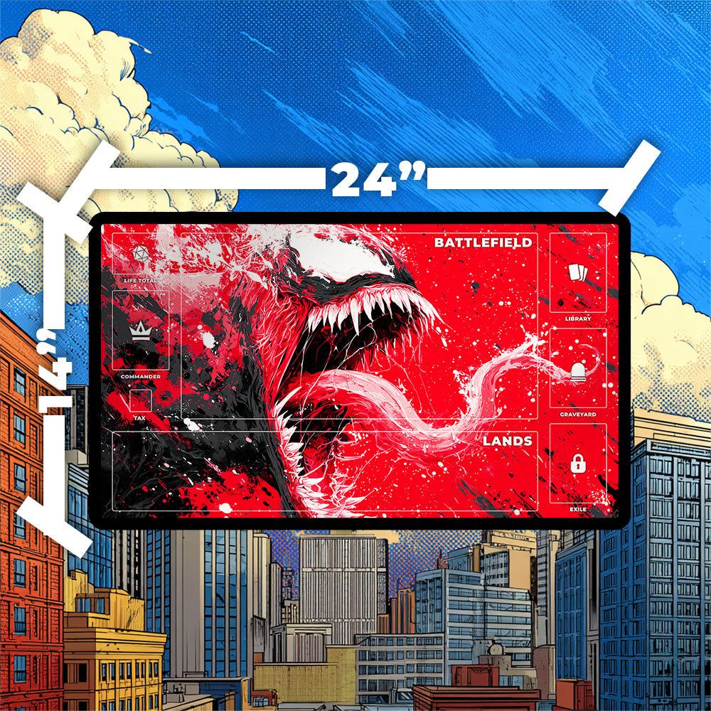 Venom V2 Playmat | Magic the Gathering Playmat | Screaming Venom TCG Mat With Zones Option | 24x14 | 32x16 Sizes