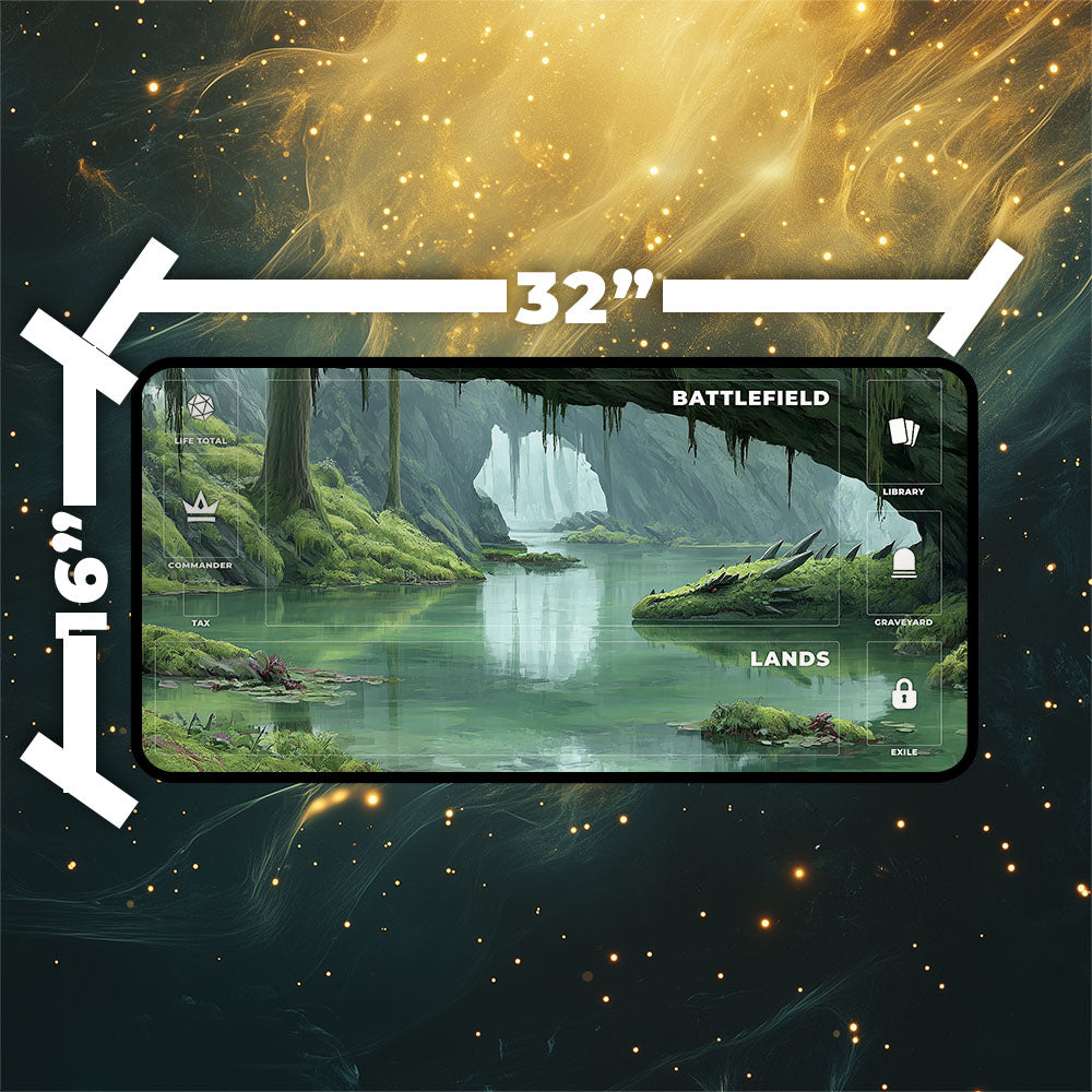 Verdant Catacombs Playmat| Magic the Gathering Playmat | Dragon Fetch Land MTG Playmat with Zones Option | 24x14 | 32x16