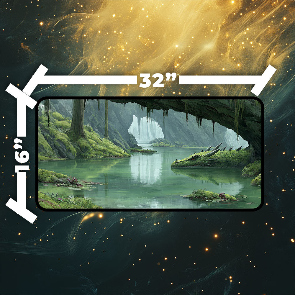 Verdant Catacombs Playmat| Magic the Gathering Playmat | Dragon Fetch Land MTG Playmat with Zones Option | 24x14 | 32x16