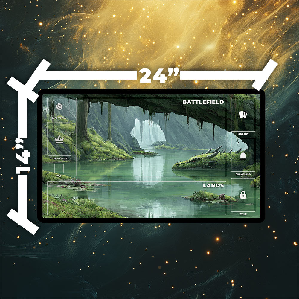 Verdant Catacombs Playmat| Magic the Gathering Playmat | Dragon Fetch Land MTG Playmat with Zones Option | 24x14 | 32x16