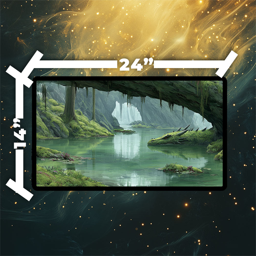 Verdant Catacombs Playmat| Magic the Gathering Playmat | Dragon Fetch Land MTG Playmat with Zones Option | 24x14 | 32x16
