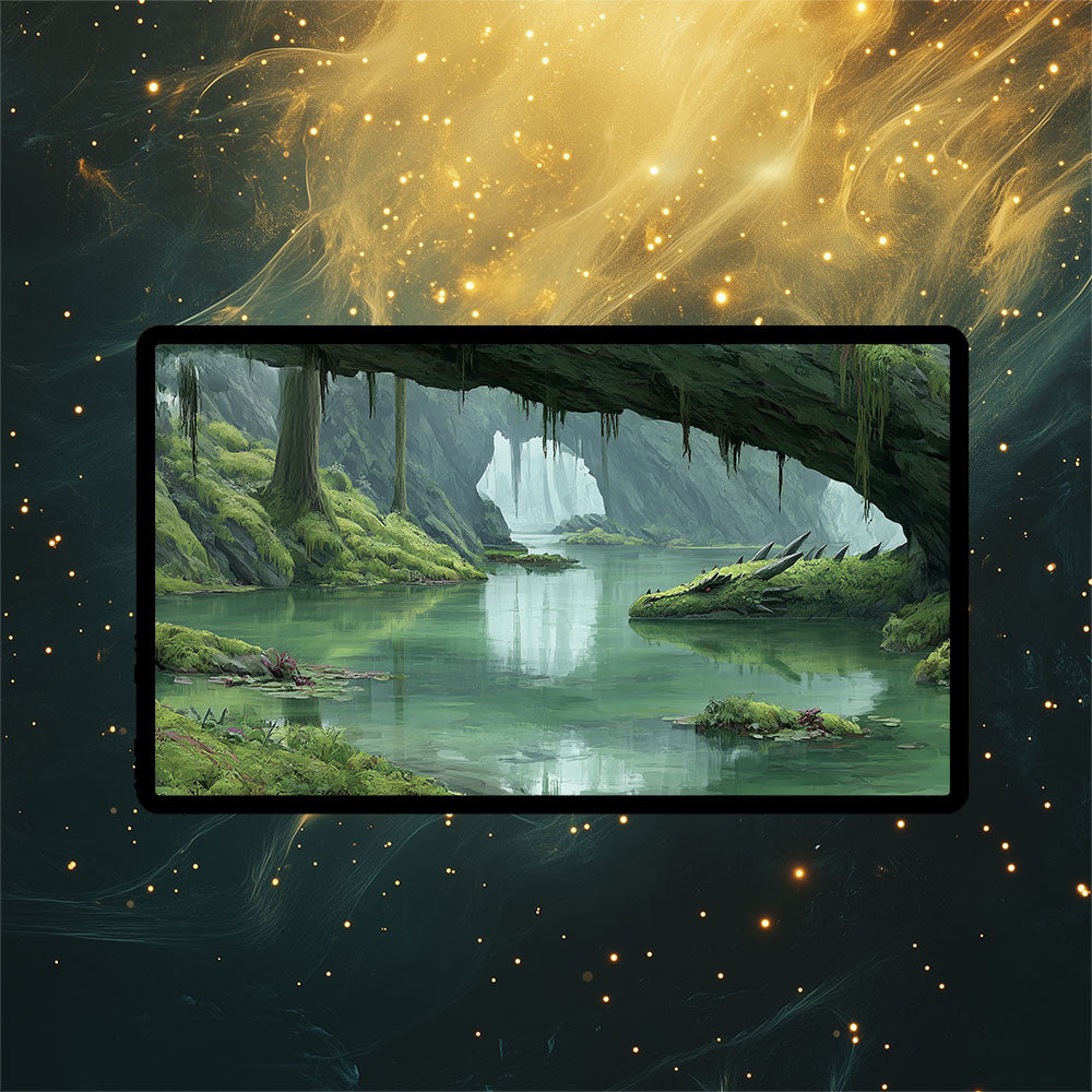 Verdant Catacombs Playmat| Magic the Gathering Playmat | Dragon Fetch Land MTG Playmat with Zones Option | 24x14 | 32x16