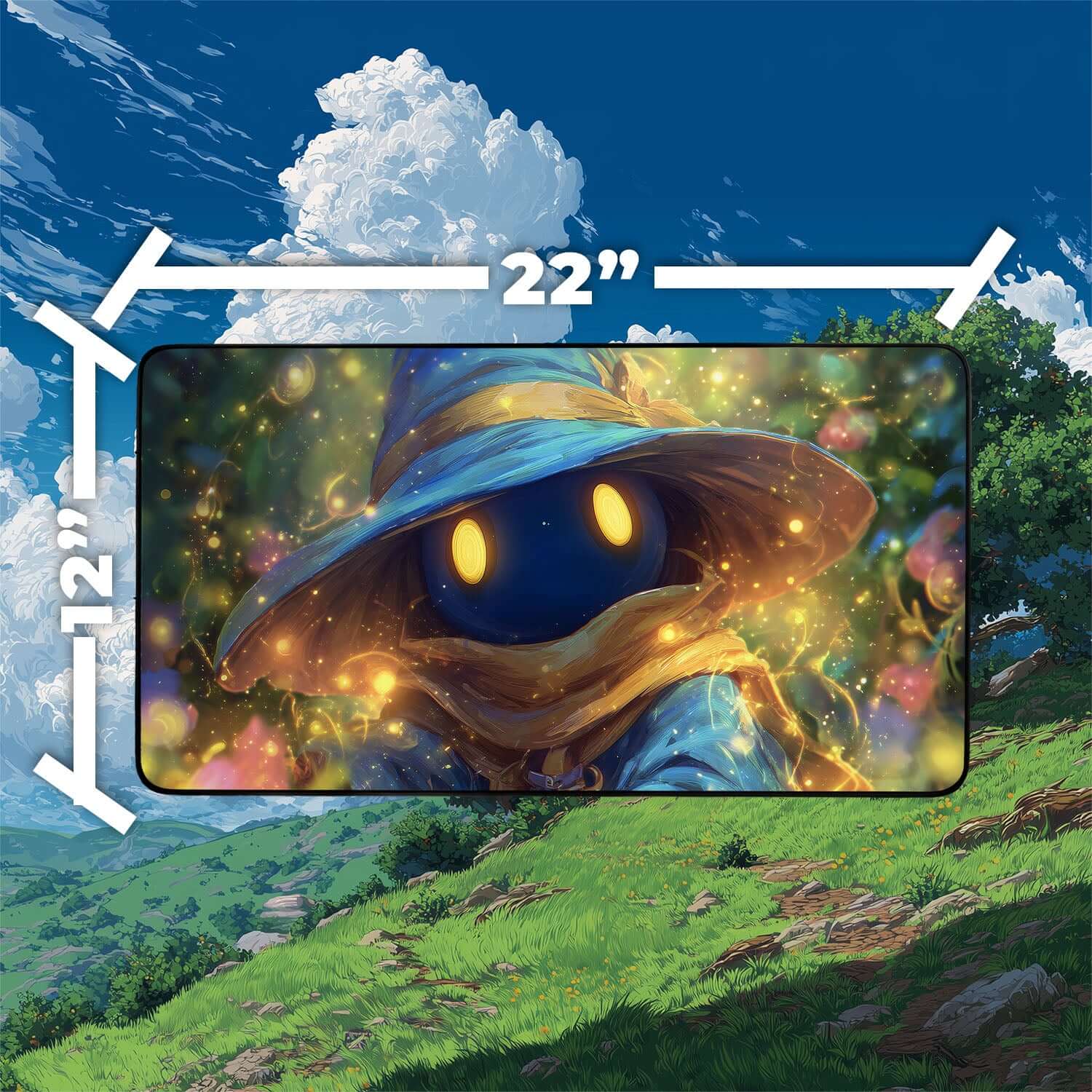 Vivi Ornitier Magic Burst Playmat | Final Fantasy Playmat | Iconic Wizard Playmat with Zones Option | 24x14 | 22x12 | 32x16 Sizes