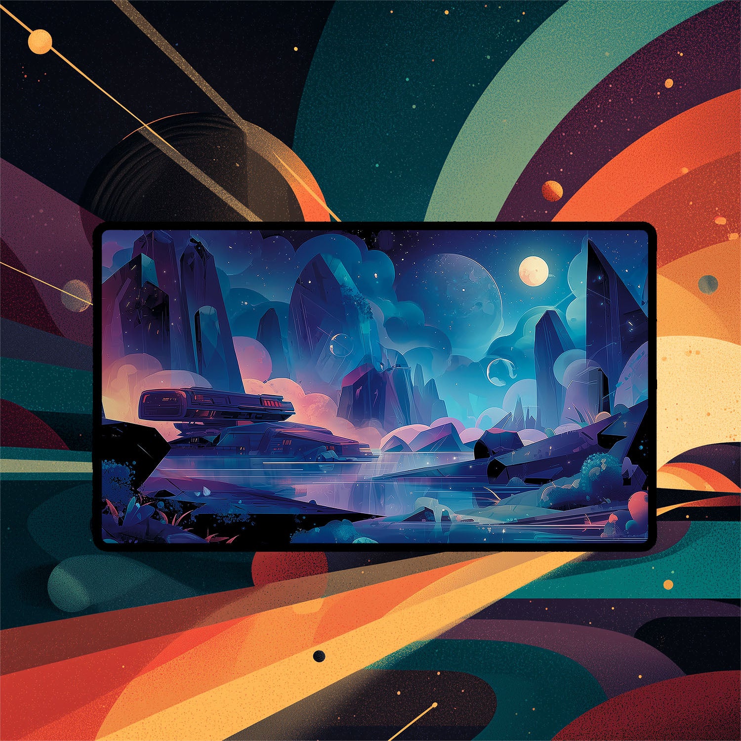 Watery Grave Playmat | Magic the Gathering Playmat | Stellar Sights Playmat with Zones Option | 24x14 | 22x12 | 32x16 Sizes