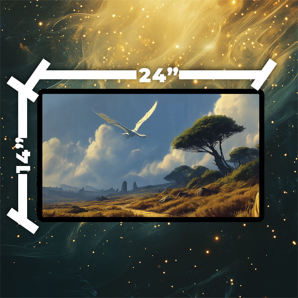 Windswept Heath Playmat | Magic the Gathering Playmat | Dragon Fetch Land MTG Playmat with Zones Option | 24x14 | 32x16