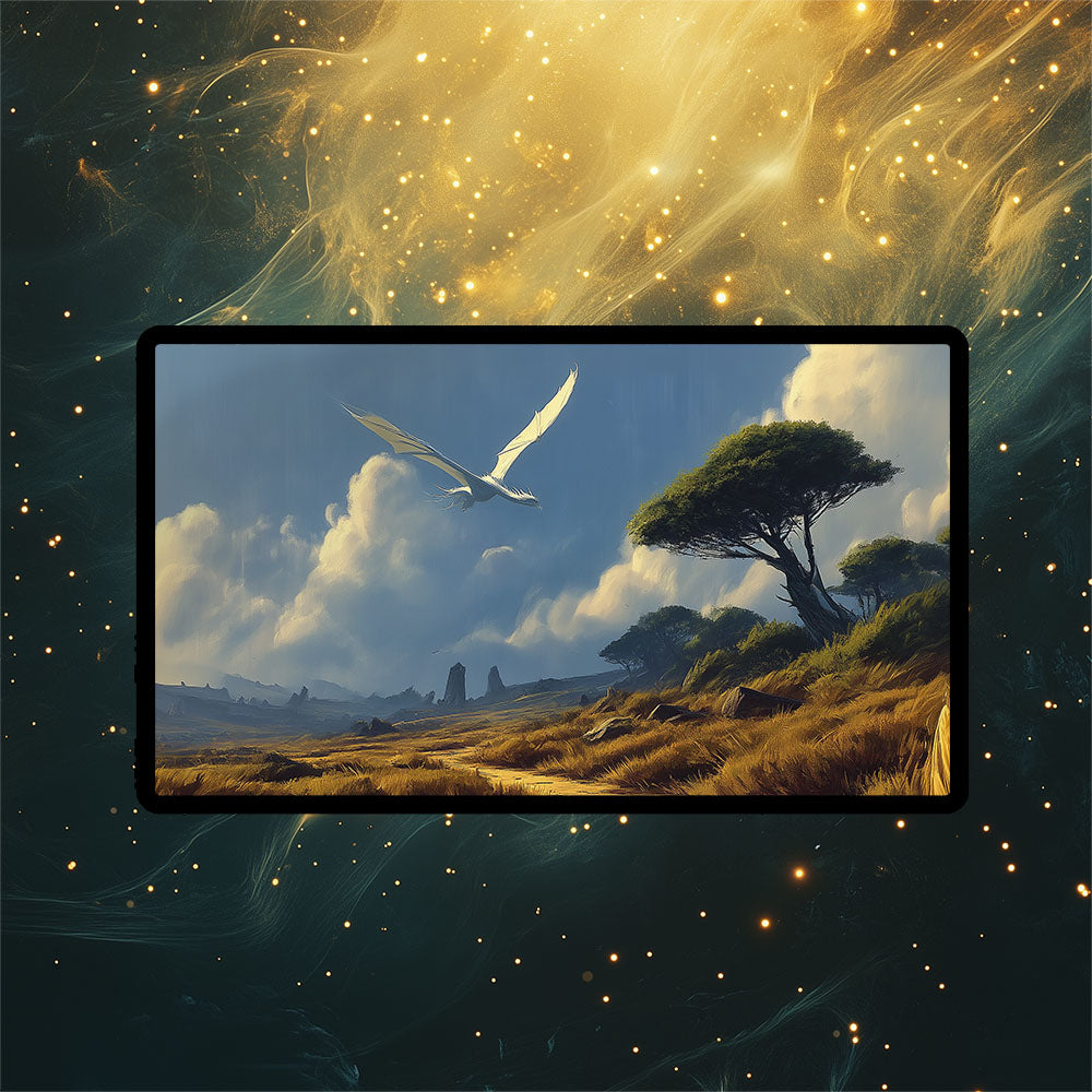 Windswept Heath Playmat | Magic the Gathering Playmat | Dragon Fetch Land MTG Playmat with Zones Option | 24x14 | 32x16
