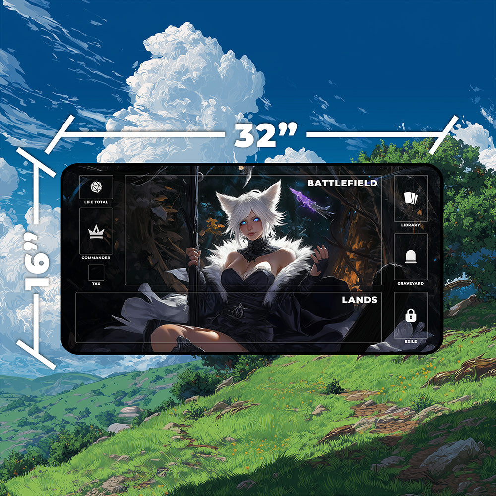 Feline Warlock Sorceress Playmat | Glowing Magic Mat