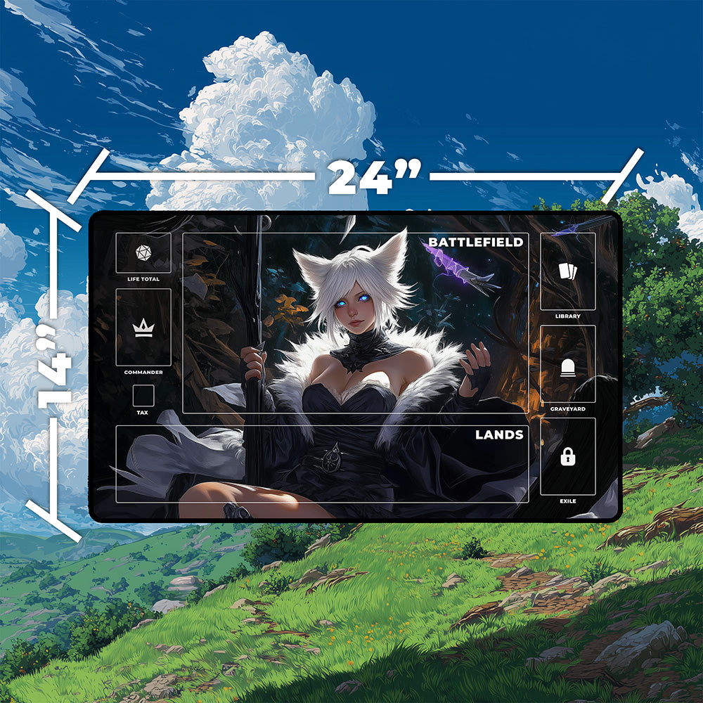 Feline Warlock Sorceress Playmat | Glowing Magic Mat