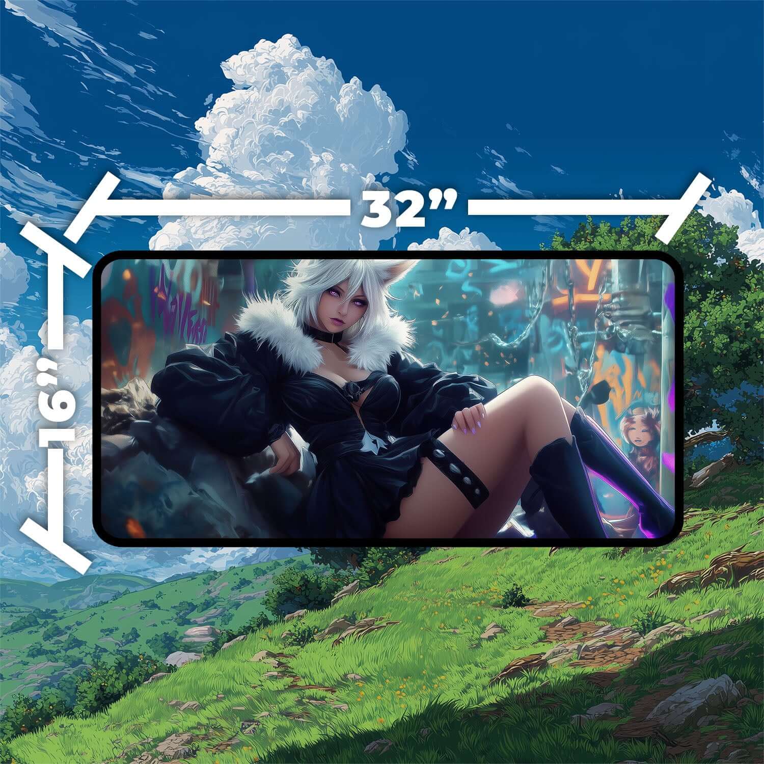Y’shtola Playmat | Final Fantasy Playmat | Iconic Fantasy Sorceress Playmat with Zones Option | 24x14 | 22x12 | 32x16 Sizes