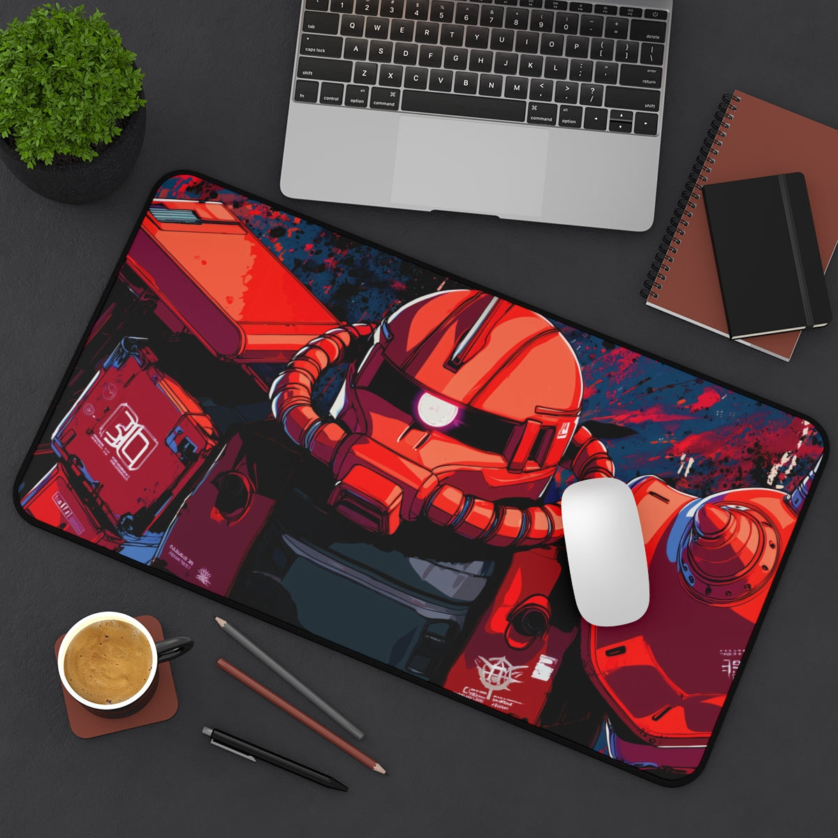 Zaku Red Comet Playmat | Gundam TCG Playmat | Iconic Mobile Suit with Zones Option | 24x14 | 32x16 Sizes