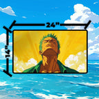 Calm Zoro Playmat | One Piece Playmat | Straw Hat Crew Playmat with Zones Option | 24x14 | 22x12 | 32x16 Sizes