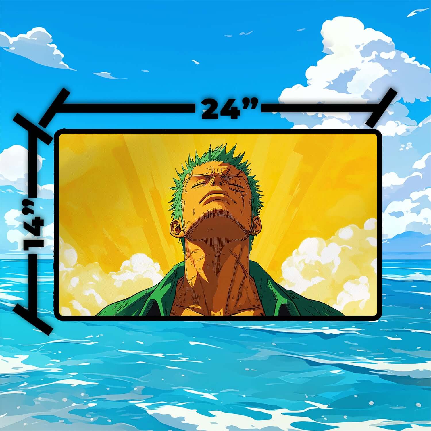 Calm Zoro Playmat | One Piece Playmat | Straw Hat Crew Playmat with Zones Option | 24x14 | 22x12 | 32x16 Sizes