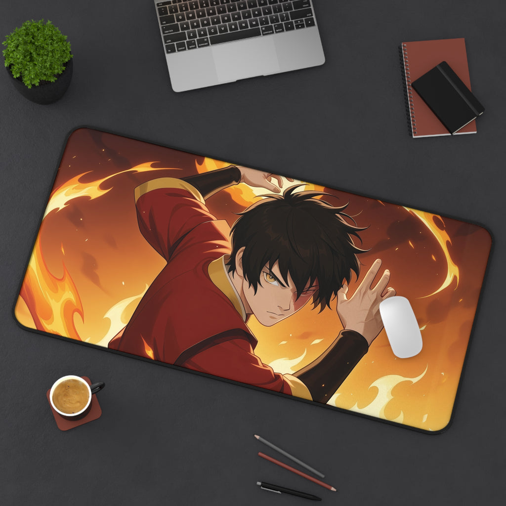 Zuko Playmat | Magic the Gathering Playmat | Firebending Action Anime Art With MTG Zones | 24x14 | 32x16 Sizes
